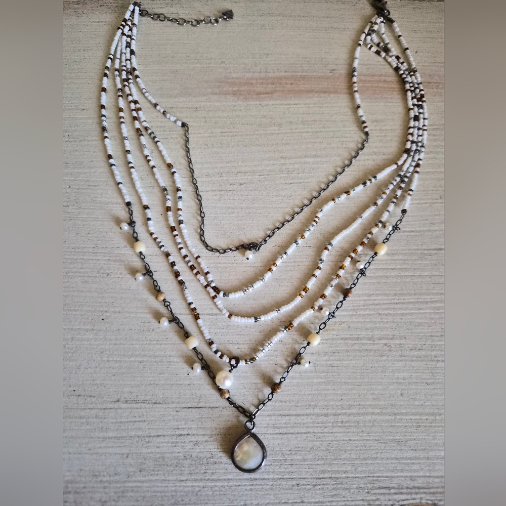 Elegant SILPADA Sterling Silver, Five Strand Ladies Necklace with Logo